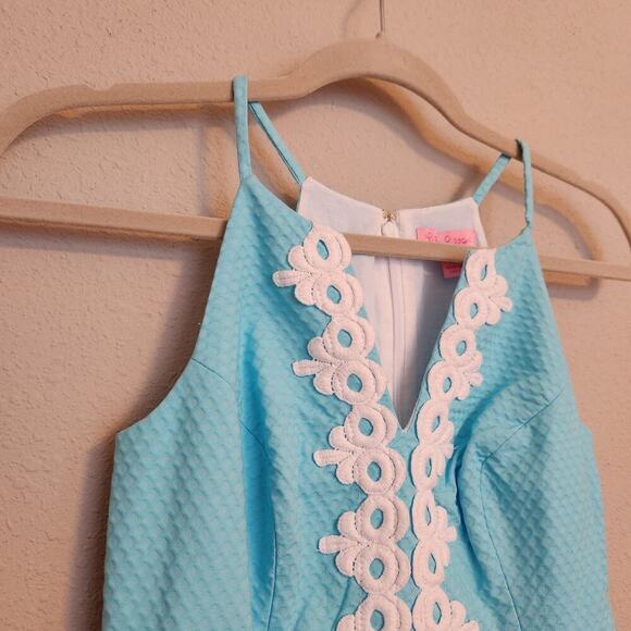 Lilly Pulitzer Annabelle Magnolia Lace Halter Top Breakwater Blue Size 00 - Picture 4 of 13